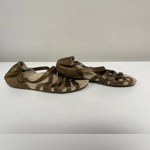 Ahnu Maia Sandals Gold Brown Strappy Leather Metallic Comfort Boho Women 10.5 - Picture 2 of 7